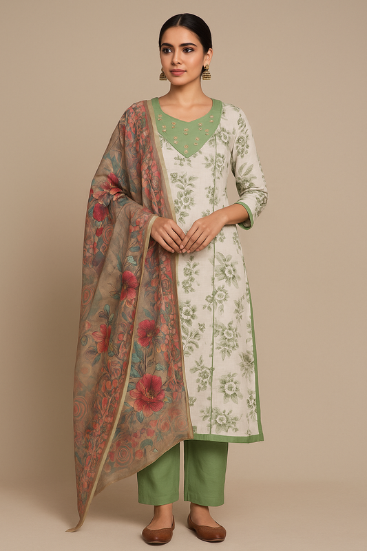 Classy Simple Digital Kurta Dupatta with Straight Pant