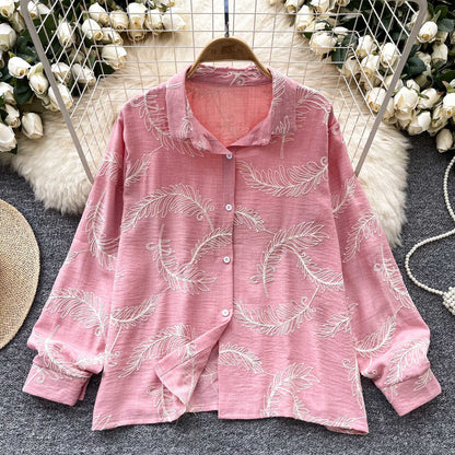 Black Pink Green Botanical Print Shirt – Elegant & Effortless