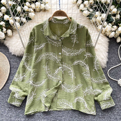 Black Pink Green Botanical Print Shirt – Elegant & Effortless