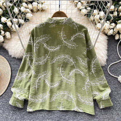 Black Pink Green Botanical Print Shirt – Elegant & Effortless